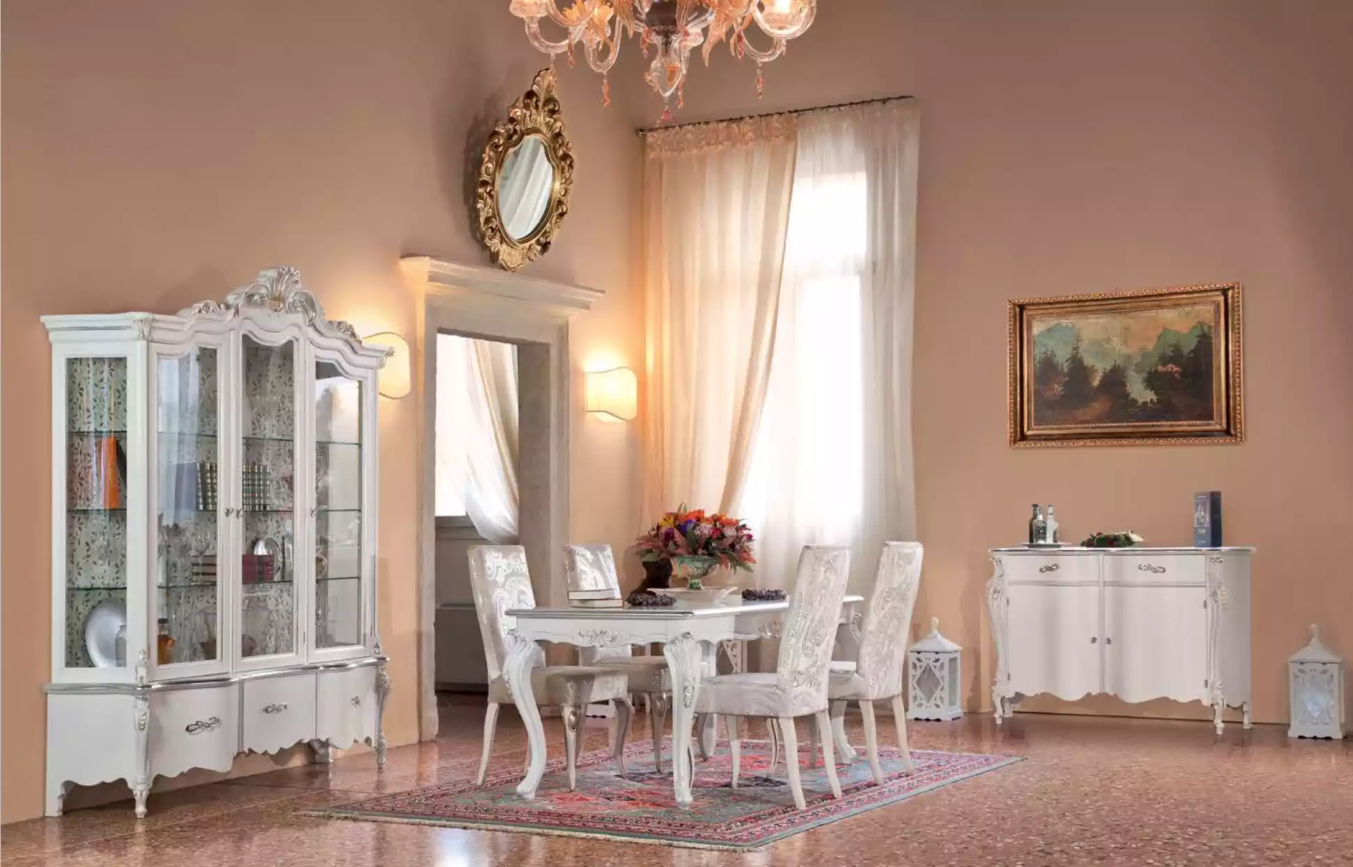 Klassische Esszimmer Möbel Essgarnitur Esstisch 4x Stühle Essgruppe 7tlg