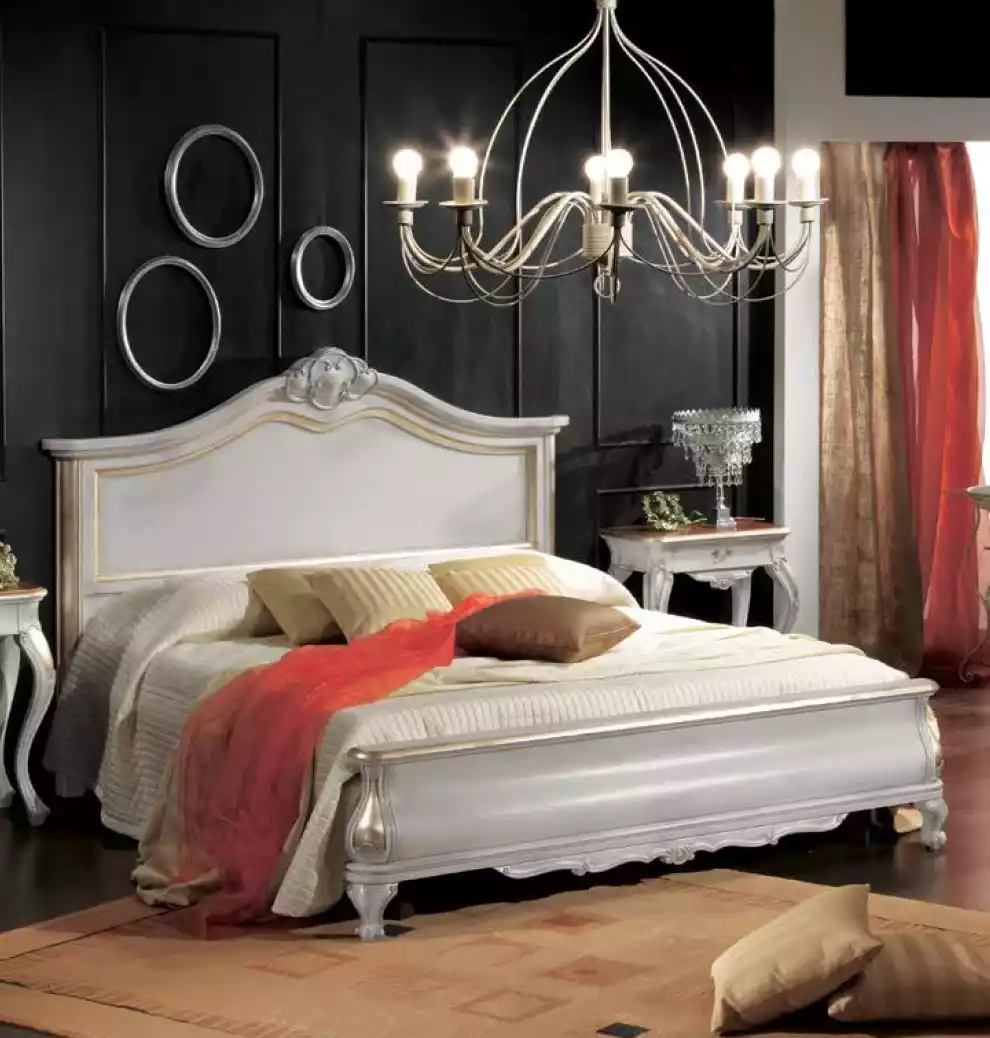 Luxuriöses gepolstertes weißes Doppelbettgestell Bett Holzdesign Luxus