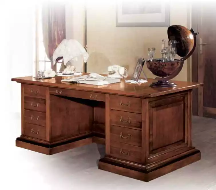 Brauner Massivholz Schreibtisch Klassische Büromöbel Arbeitszimmer Tisch