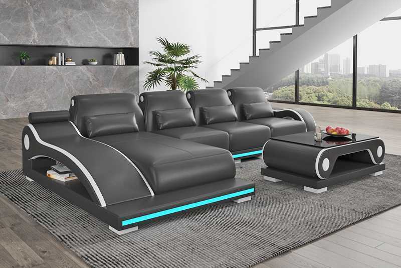 Luxus Ledersofa Ecksofa L Form Liege Schwarz Sofa Moderne Sofa Couch