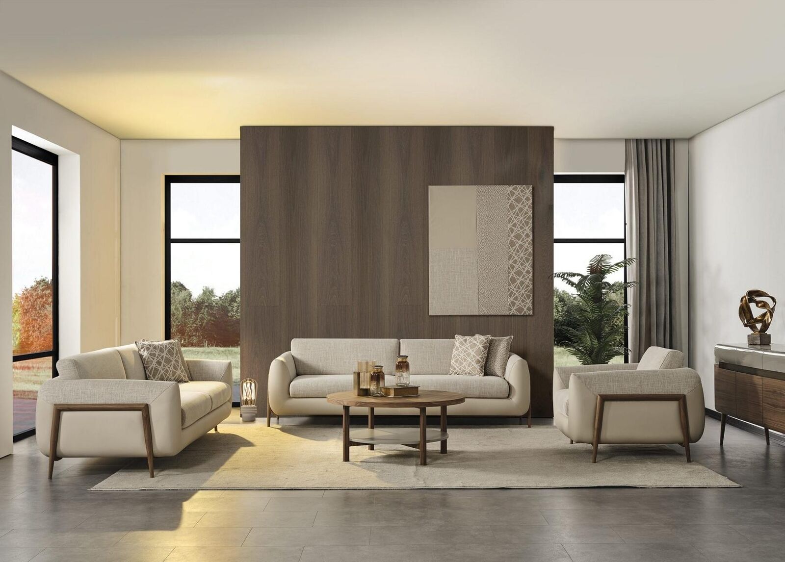 Luxus Couchen Polstersofa Beige Komplette Dreisitzer Sessel 3tlg Sofas