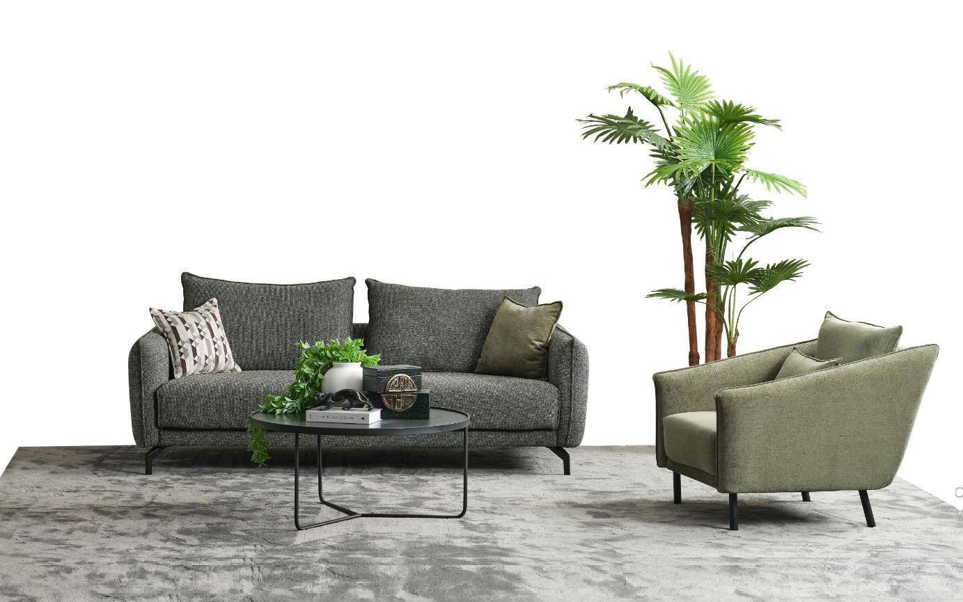 Wohnzimmer Garnitur Sofagarnitur Dreisitzer Sessel Grau Stoffsofa Set 3+1 Sitzer