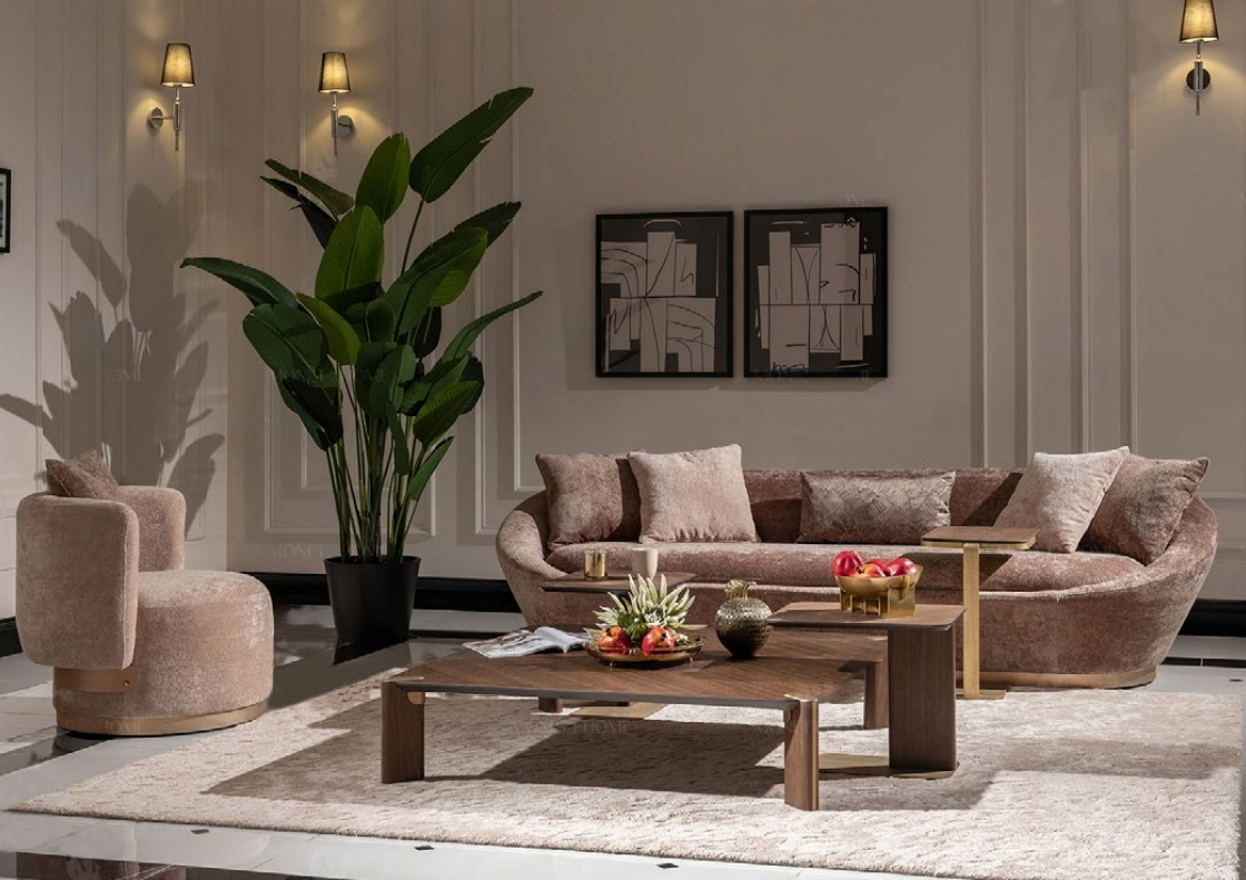 Couchgarnitur Sofagarnitur Stoffsofa Dreisitzer Sessel Beige Couch Set