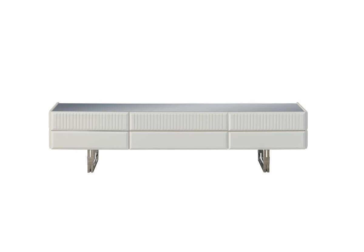 Holzschrank TV Ständer RTV Lowboard Schrank Holz Weiß Modern Sideboard