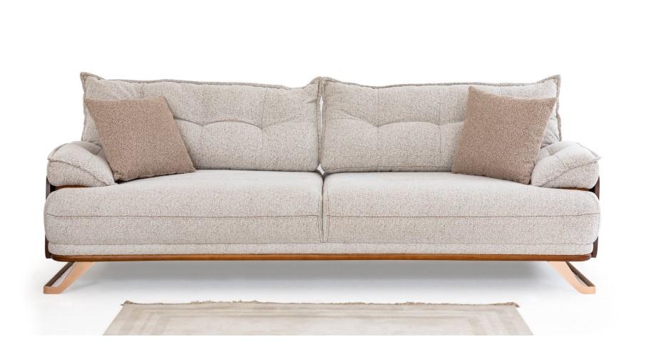 Dreisitzer Sofa 3 Sitzer Couch Polstersofa Stoffsofa Beige Moderne