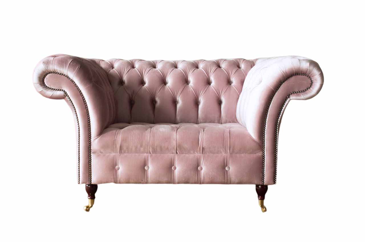 Rosa Sessel 1 Sitzer Sofa Polster Design Luxus Stoffsofas Chesterfield Textil