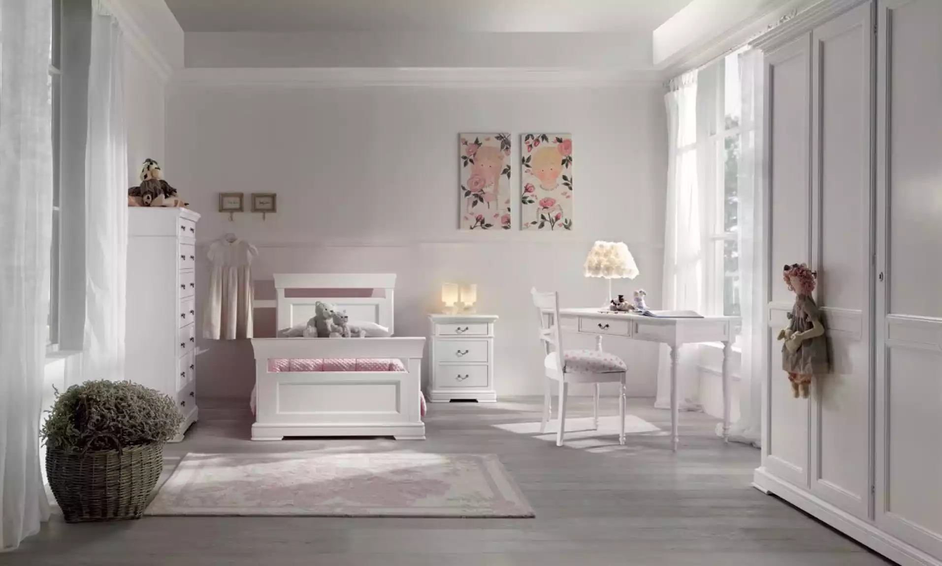 Set Bett Kleiderschrank Schreibtisch 4tlg. Komplett Jugendzimmer Neu
