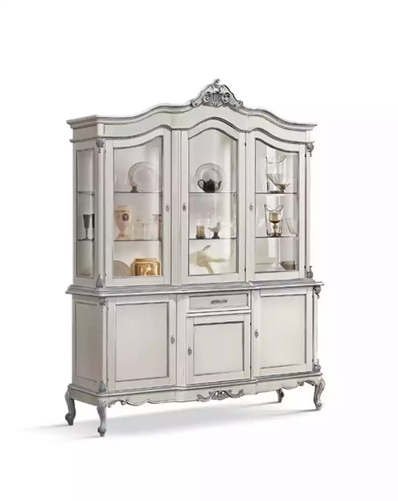 Vitrine Glas Schrank Echtholz Vitrine Anrichte Italienische Möbel Neu
