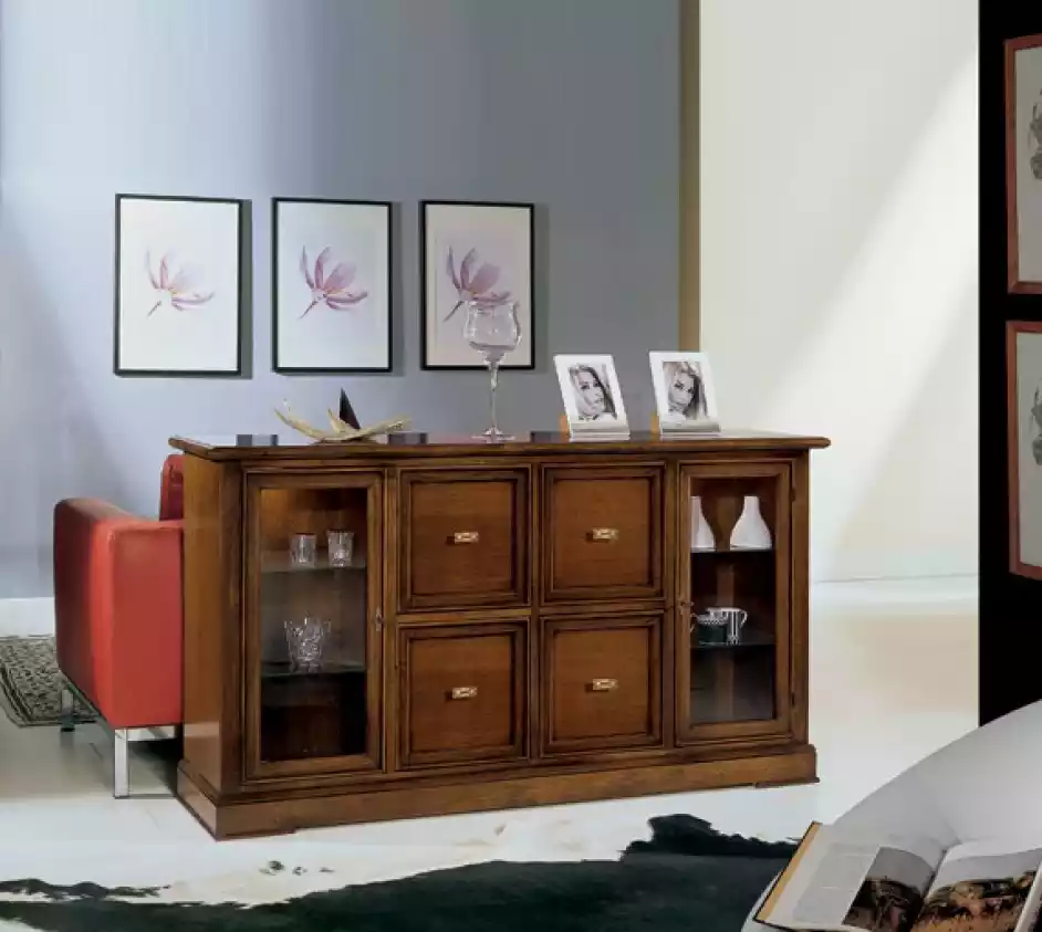 Wohnzimmer Sideboard Glas Schrank Vitrine Esszimmer Anrichte Holz Möbel