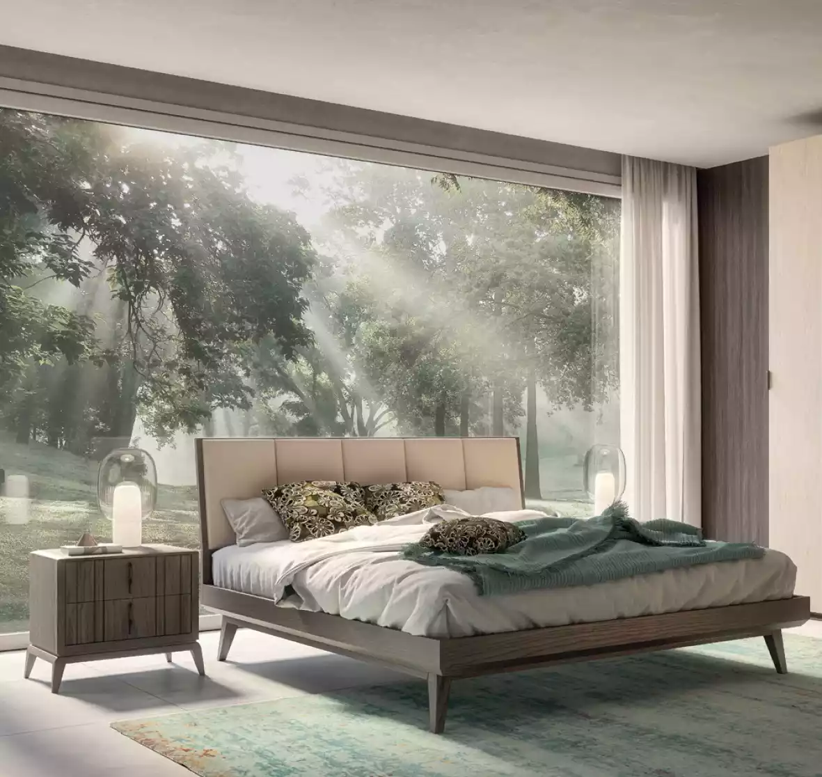 Schlafzimmer Set Bett 2x Nachttische Design Luxus 3tlg Modern Betten