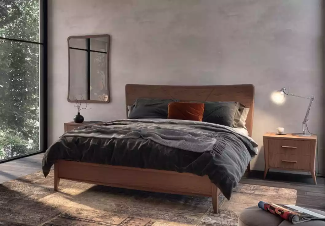 Schlafzimmer Set Luxus Bett 2x Nachttische Design braun 3tlg Modern