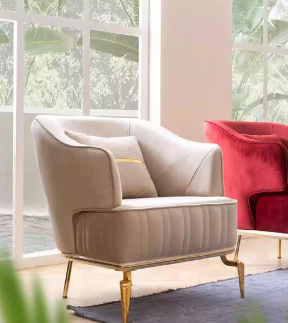 Wohnzimmer Sessel Möbel Drehsessel 1 Sitzer Moderne rot Design Textil