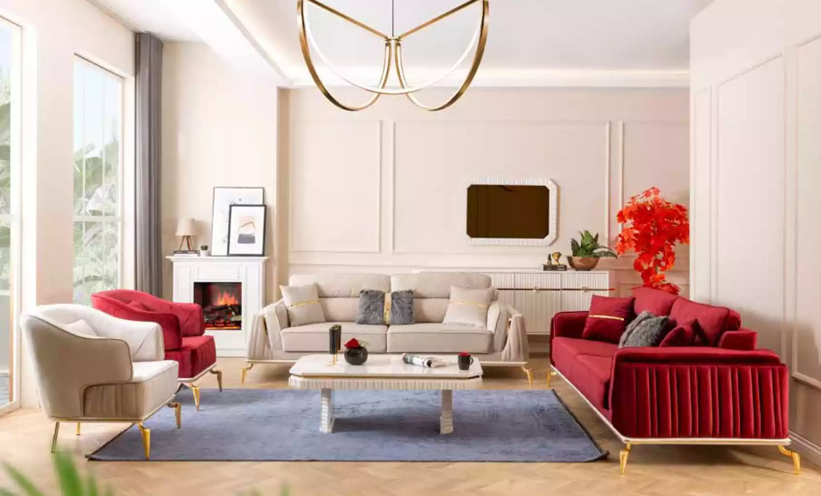 Wohnzimmer Sofagarnitur Set 3+3+1+1 Sitzer Sofa Couchgarnitur Möbel