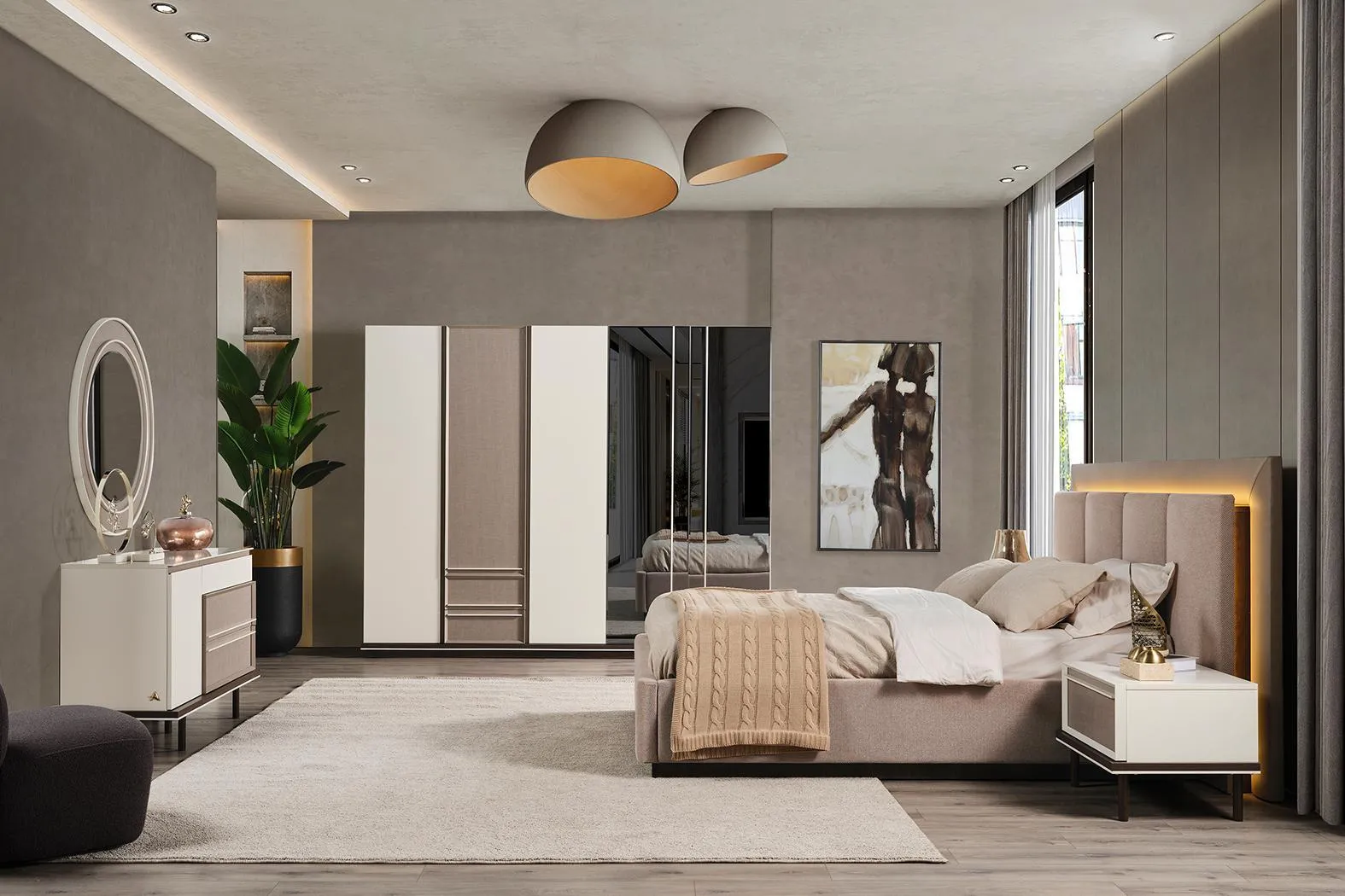 Schlafzimmer Set Bett 2xNachttische Schminktisch Luxus 6tlg Design