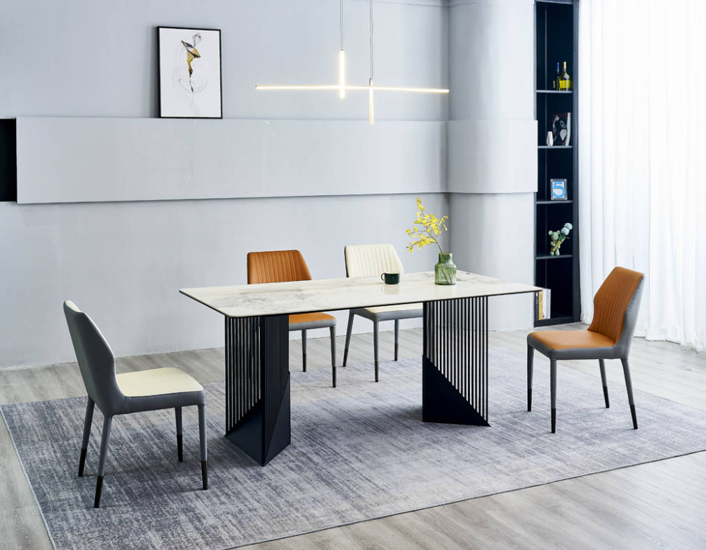 Essgruppe Esszimmertisch Designer 6x Kunstleder Stühle Esstisch 7tlg