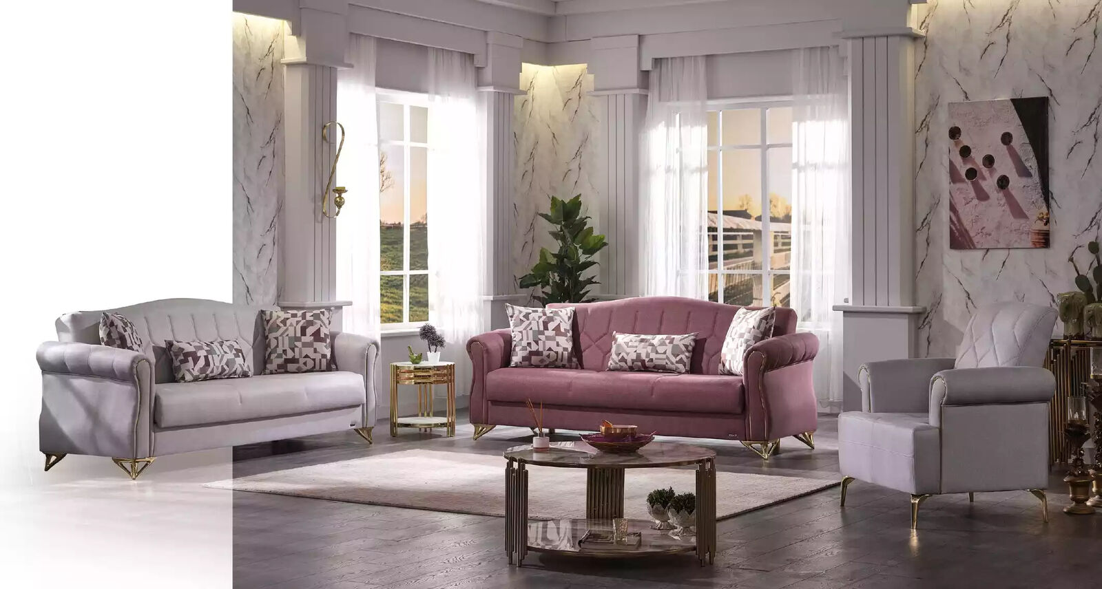 Sofagarnitur 3+3+1 luxus sofagarnitur wohnzimmer sitz polster möbel couch