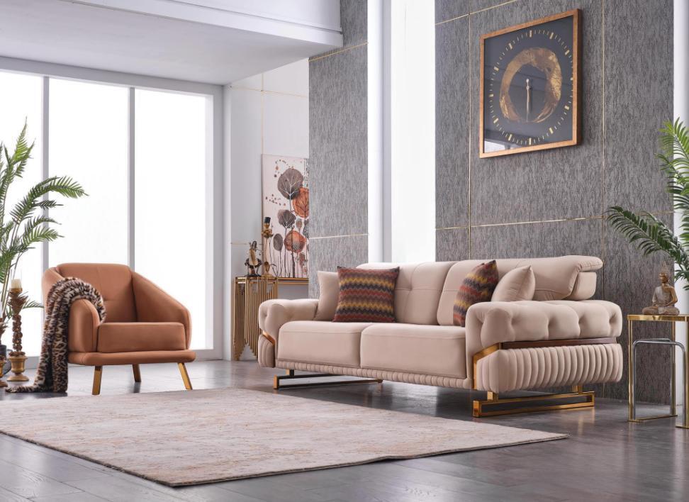 Wohnzimmer Couchgarnitur Sessel Dreistzer Komplettes Möbel Set Design 3+1