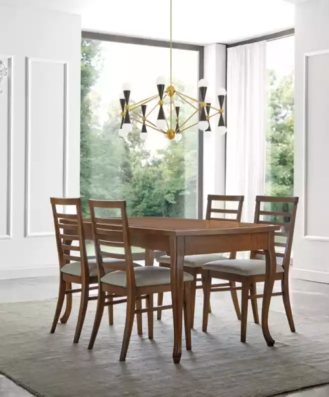 Komplett Set Esstisch 4x Stühle Esszimmer Garnitur Holz Tisch 5tlg