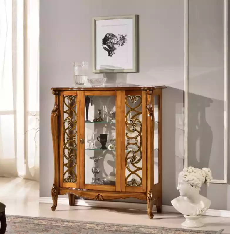 Vitrine Glas Schrank Wohnzimmer luxus Einrichtung Holz Klassischе
