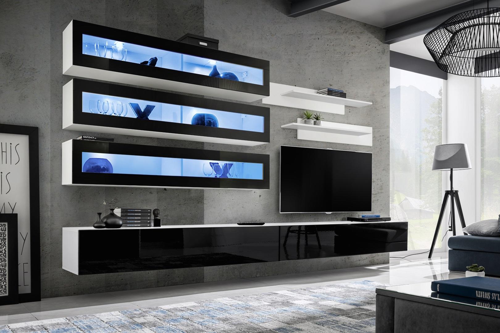 Weiß Luxus Wohnzimmer Wohnwand Möbel 3x Wandschrank TV-Ständer