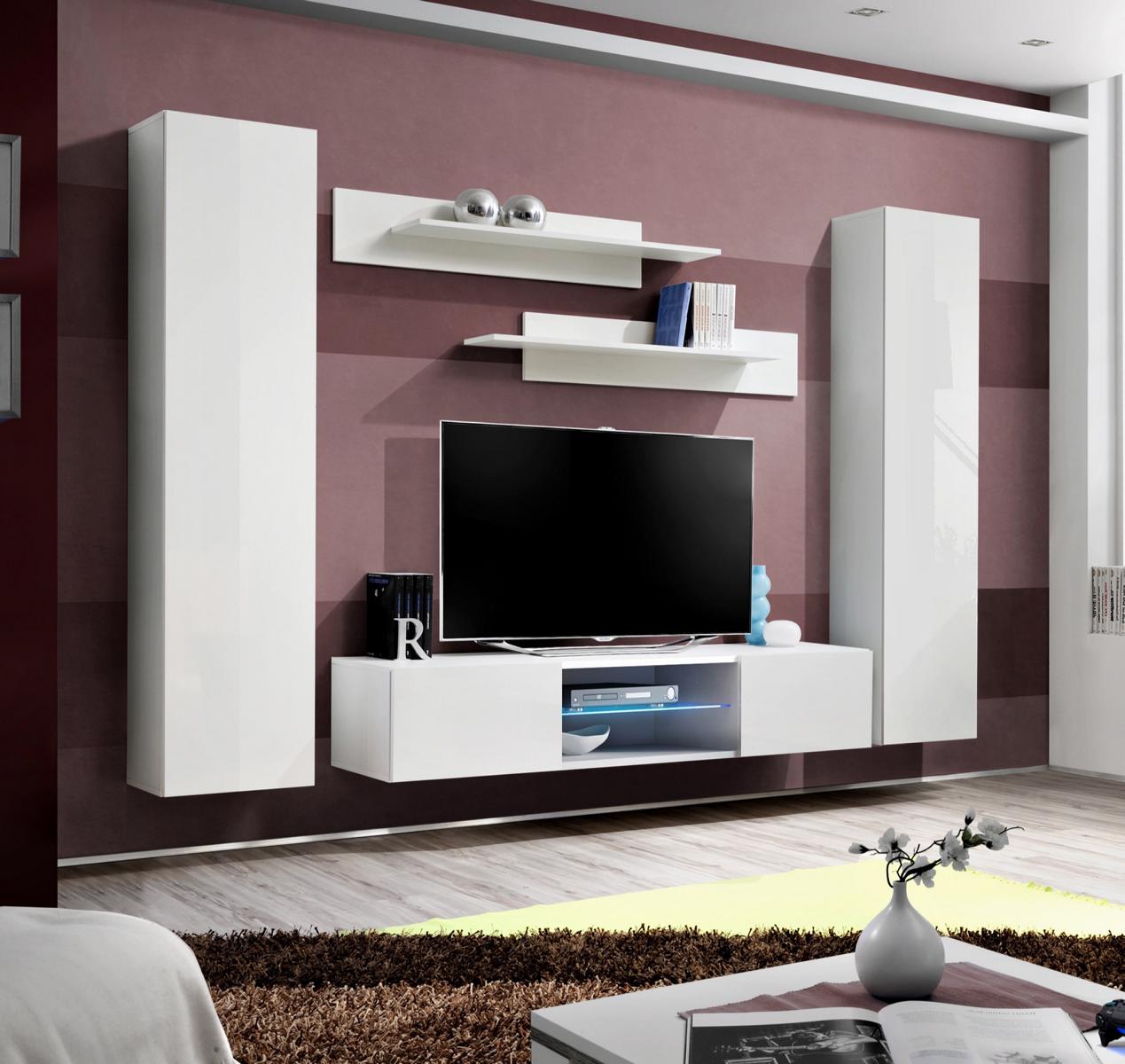 Garnitur Wohnwand Hänge Schrank Komplett Wohnzimmer Wandschrank TV-Ständer