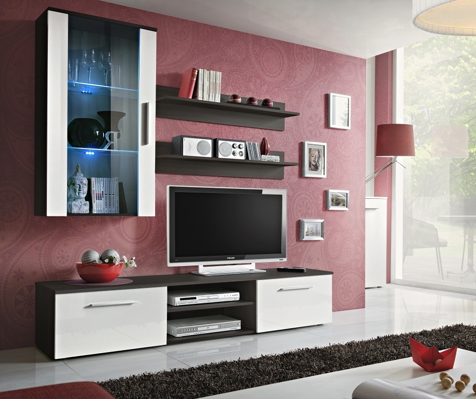 Wohnwand Komplette 5tlg.Wohnzimmer Einrichtung Set Regale Wandschrank TV-Ständer
