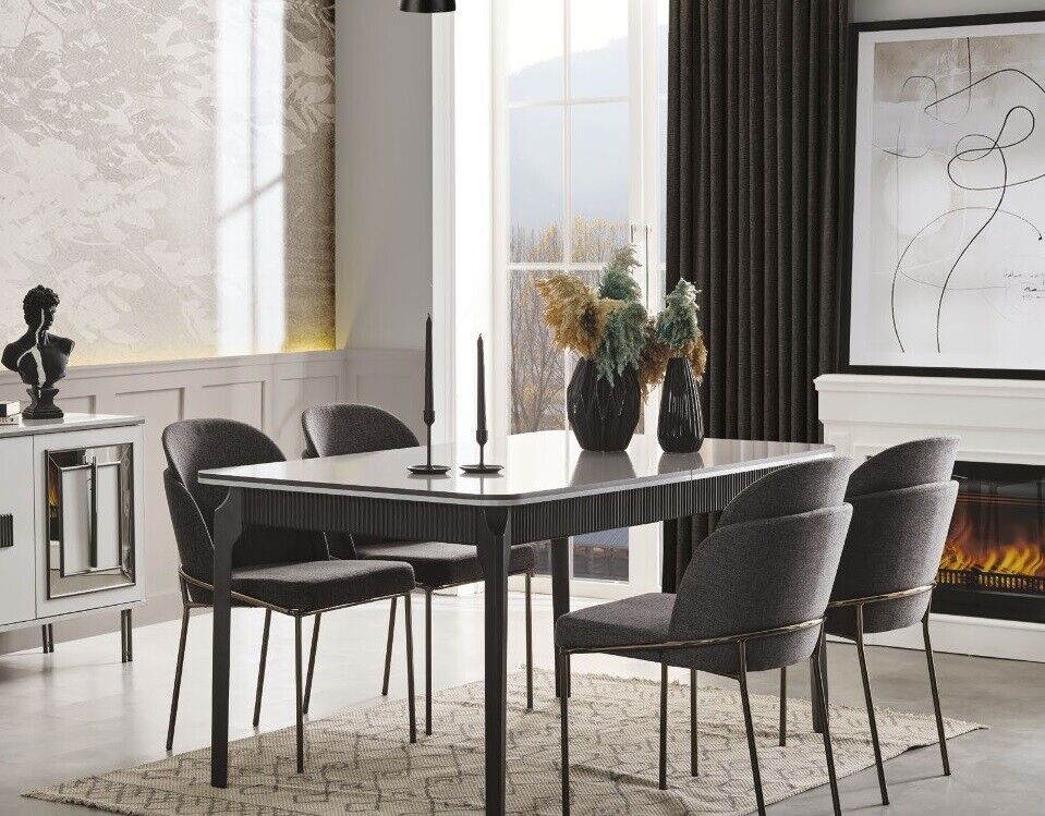 Esszimmer Set Esstisch und 4x Stühle modern Essgruppe Set 5tlg
