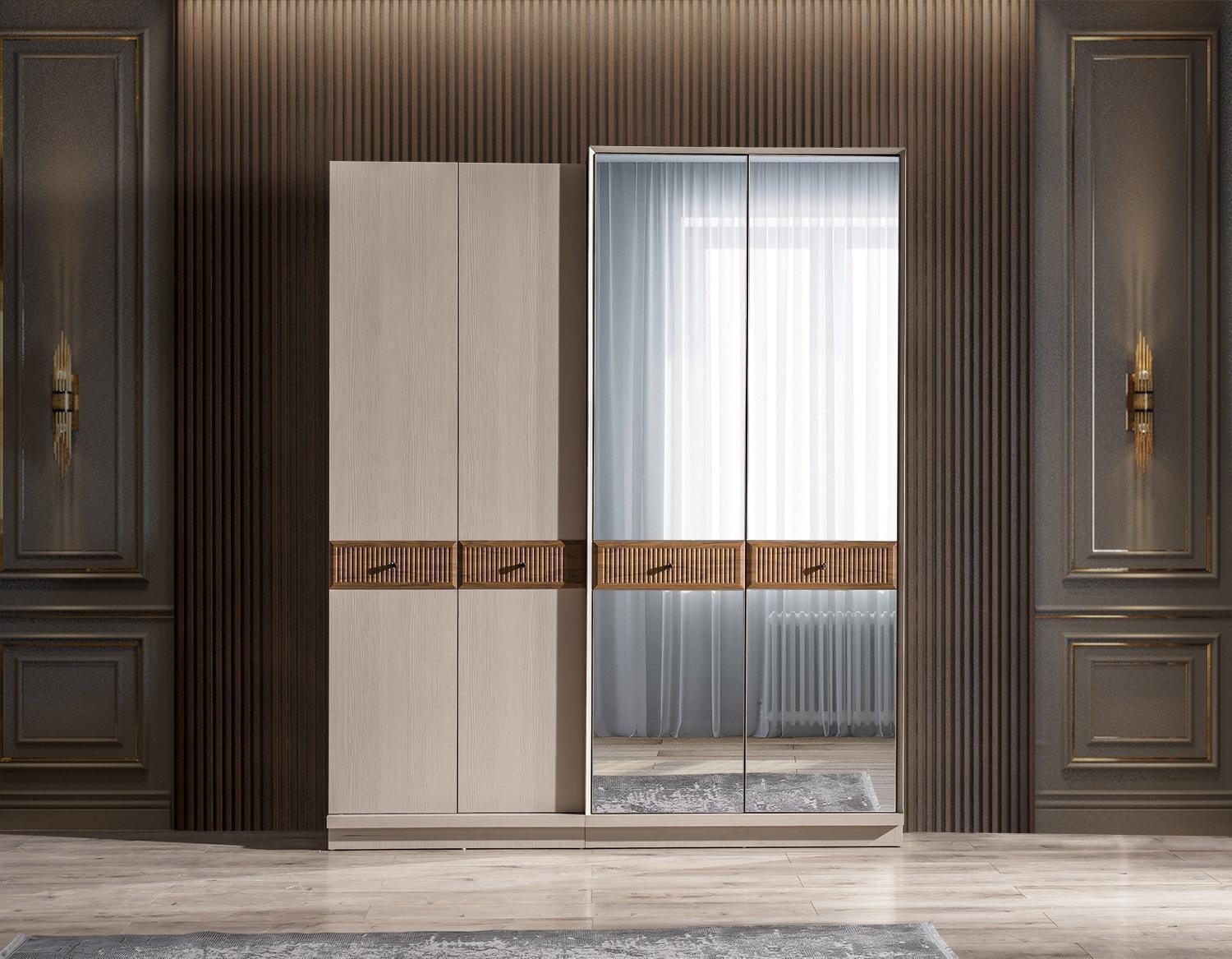 Stilvoll Kleiderschrank Luxus Schrank Modern Beige Schlafzimmer Möbel