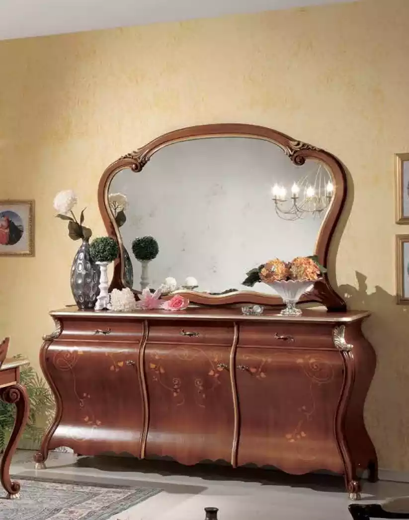 Kommode mit Spiegel Konsolenmöbel Kommoden mit Schubladen Set 2tlg