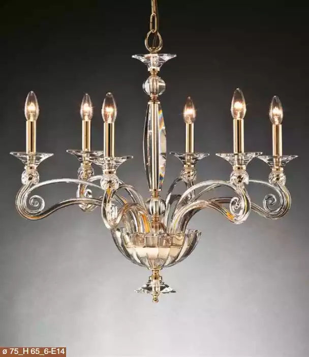 Kristall Kronleuchter 6x Lampen Hängeleuchte Leuchte Deckenleuchte