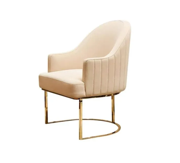 Esszimmerstühle Wohnzimmer luxuriöse Beige Stuhl mit Metall Modern
