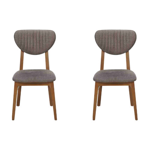 Modern Stuhl Grau Polster 2x Stühle Lounge Holz Textil Holz Sessel Neu
