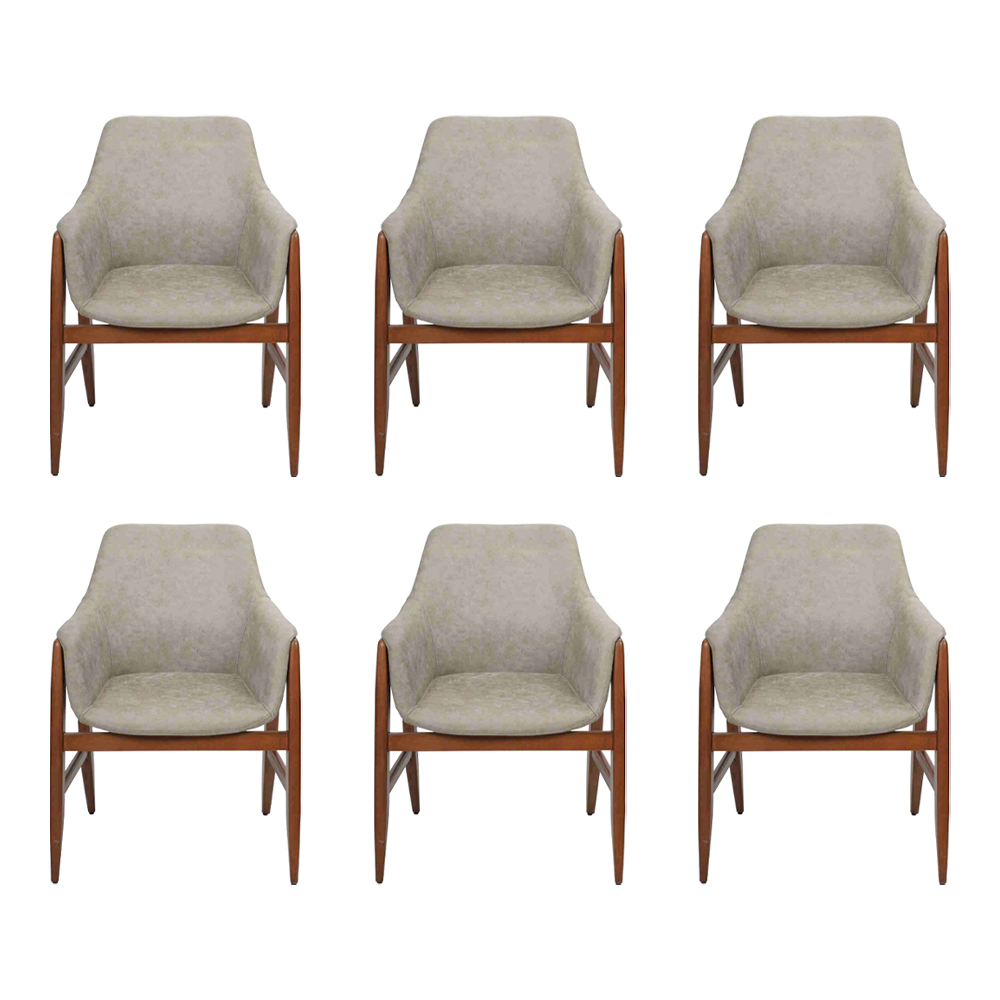 Modern Grau Stuhl Esszimmerstuhl 6x Stühle Küchenstuhl Lehnstuhl Holz Stoff