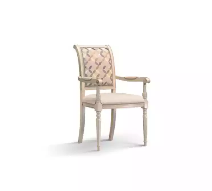 Esszimmer Holz Stühle Polster mit Armlehne Beige Stuhl Design Lehnstuhl