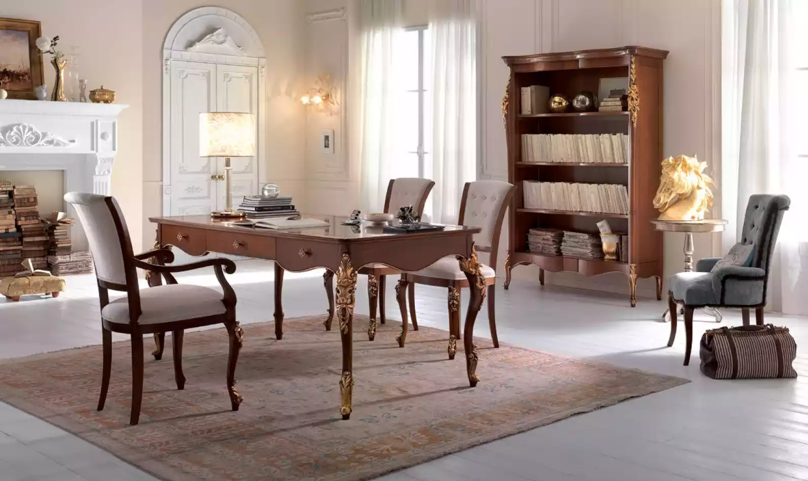 Schreibtisch Tisch Italienische Einrichtung Bücherregal Büro Tische