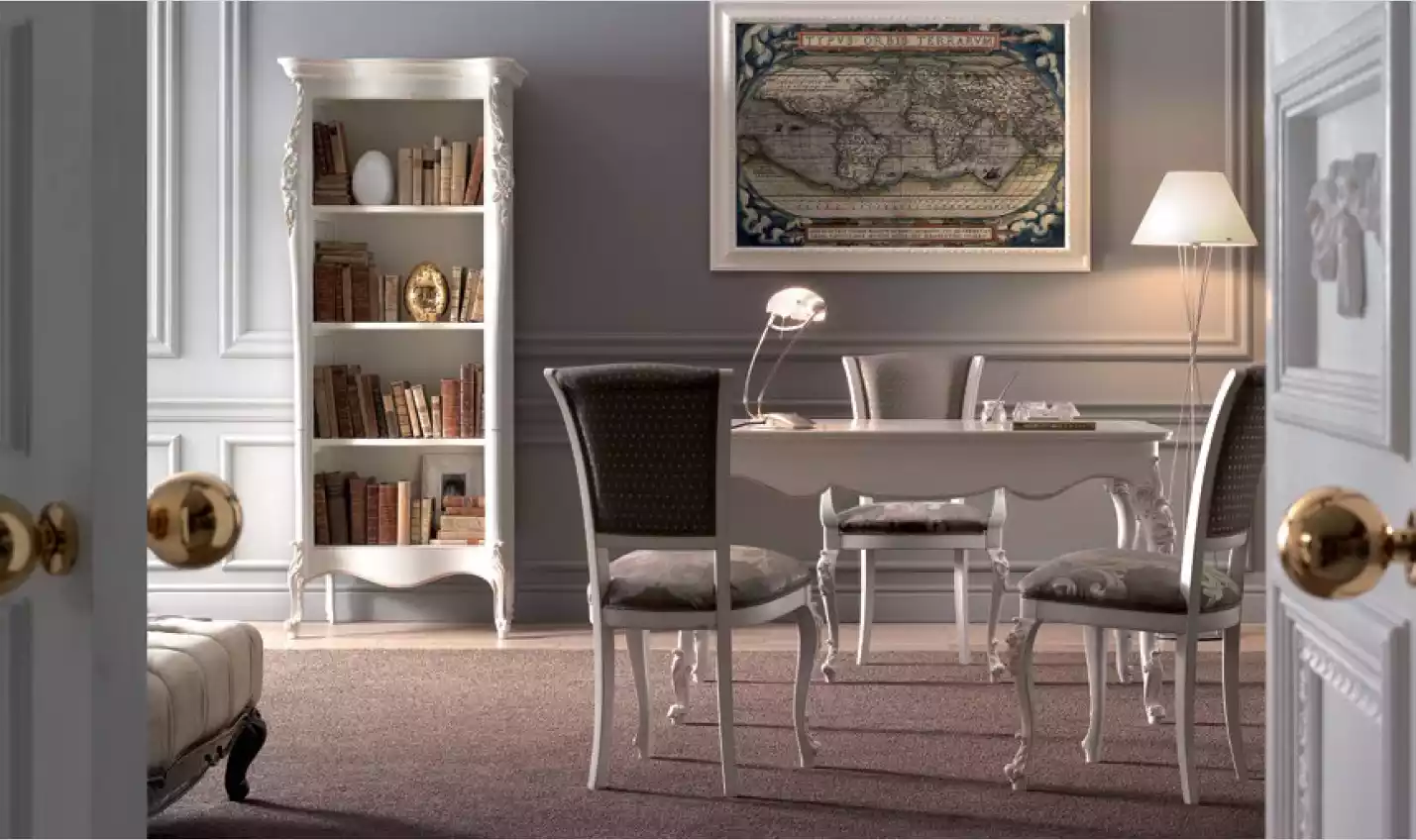 Schreibtisch Bücherregal Tisch Italienische Möbel Sessel 3tlg Set
