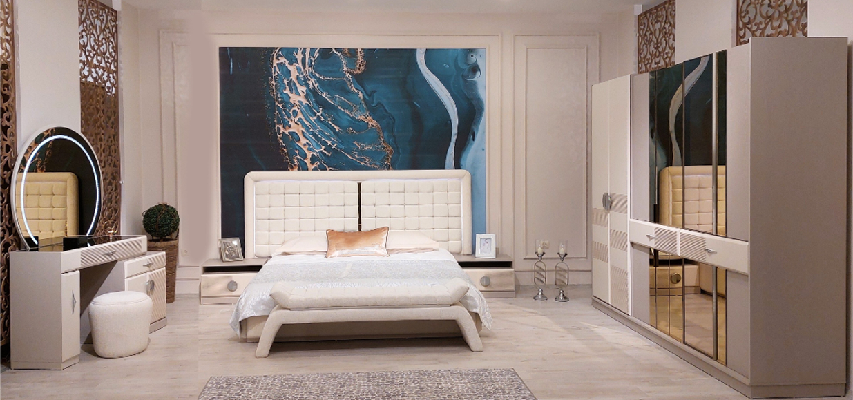 Luxus Schlafzimmer Set 6tlg Komplettes Zimmer Möbel Bett Nachttisch Schrank Bank