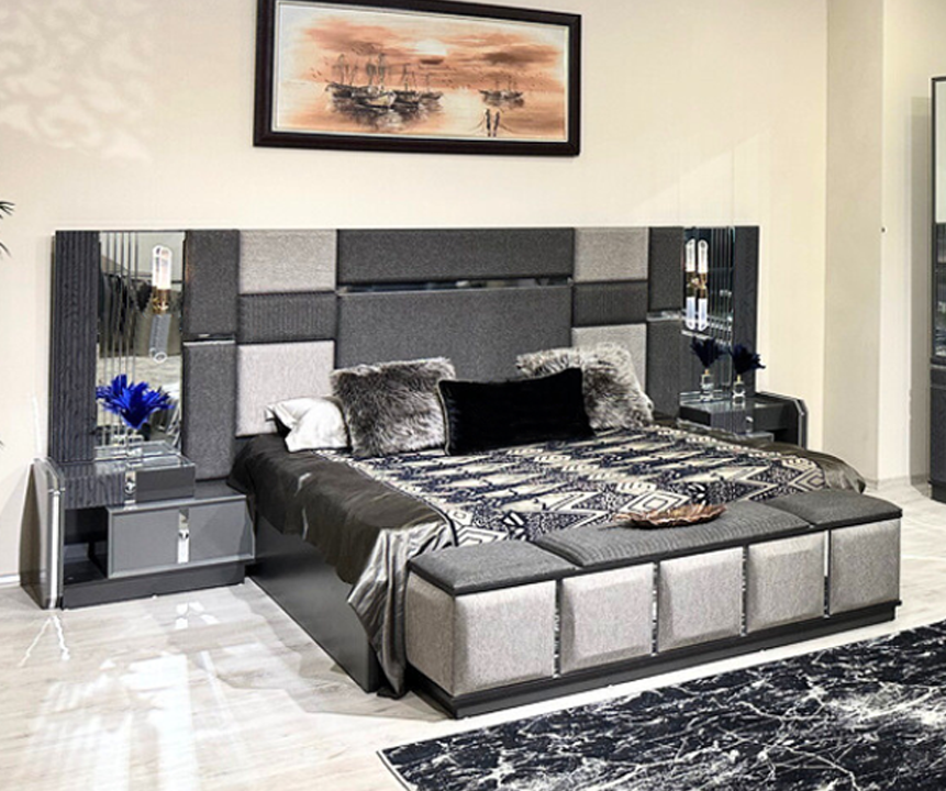 Schlafzimmer Luxus Doppelbett 2x Nachttische Komplettes Modern Einrichtung