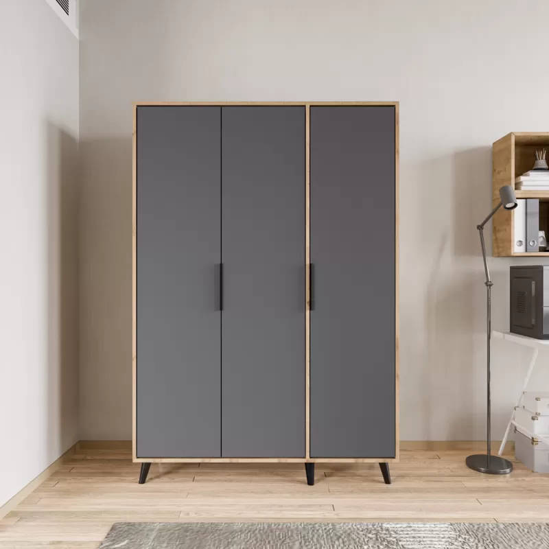 Grau Braun Modern Design Kleiderschrank Rechteckig Schlafzimmer Luxus