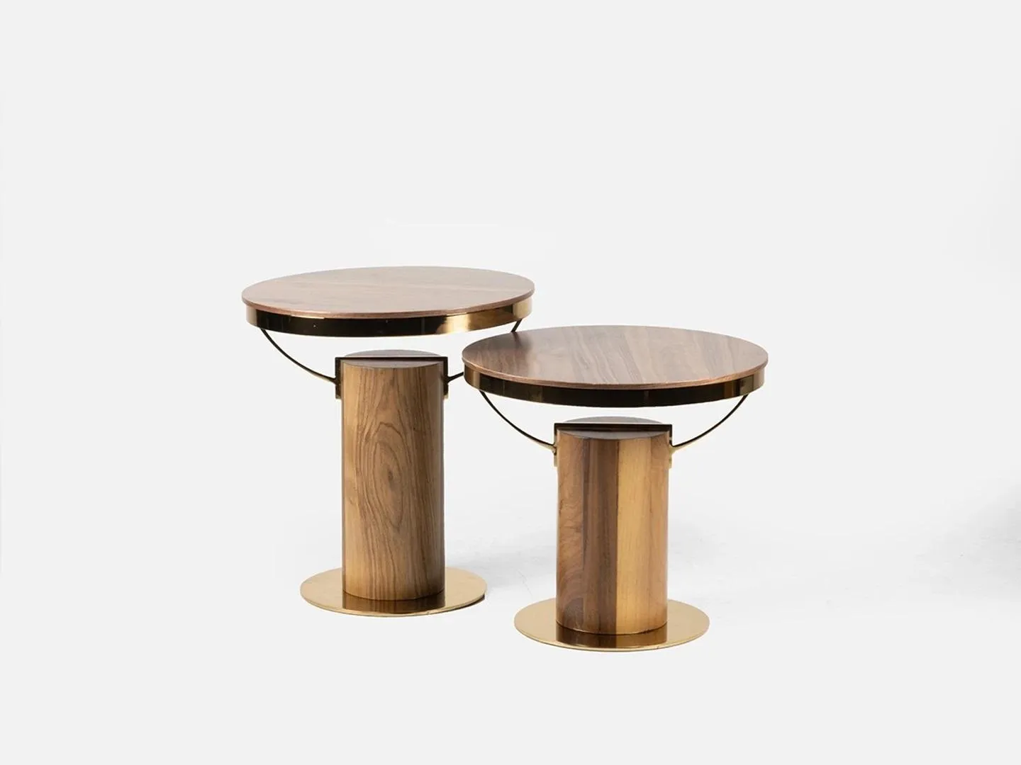 2x Rund Beisteltisch Braun Wohnzimmer Kaffeetisch Design Modern