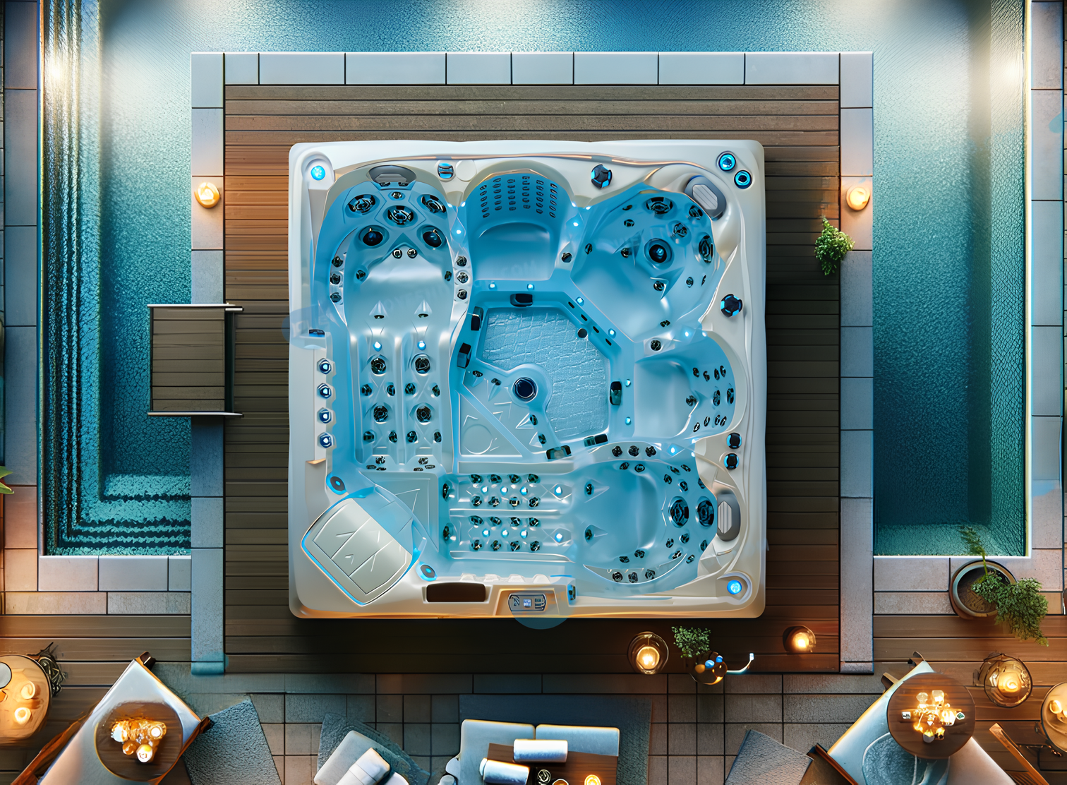 Whirlpool Massagebecken Hydromassagewanne Outdoor-Spa Relaxpool 230x230cm