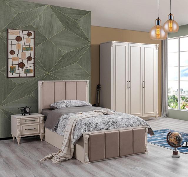 Kinderzimmer-Set aus Holz in Beige mit modernem Design