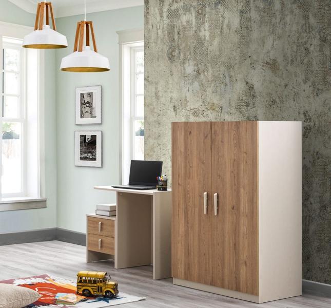 Elegantes 3-teiliges Möbelset aus Holz in Braun für Schlafzimmer