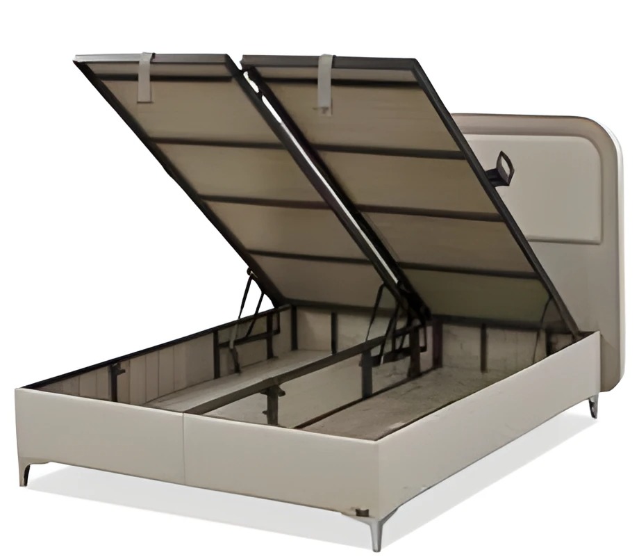 Grau Textil-Holz Bett im modernen Design