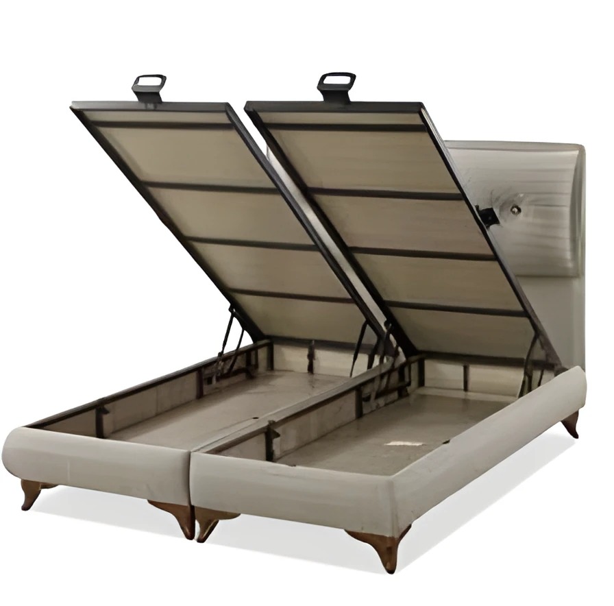 Elegantes weißes Bett aus Holz und Textil im modernen Design