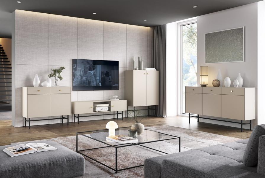 Wohnzimmer Wohnwand Sideboard 2x Kommode Möbel Holzmöbel TV-Lowboard Set