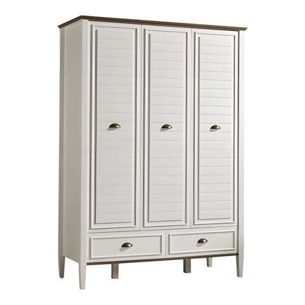 Weißer Holzschrank modern, geräumig, stilvoll für Schlafzimmer