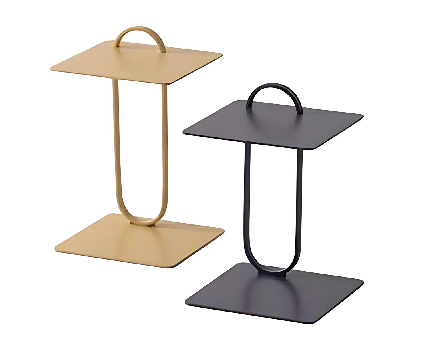 Zwei Beistelltische aus Edelstahl mit edler Tischplatte Satztisch