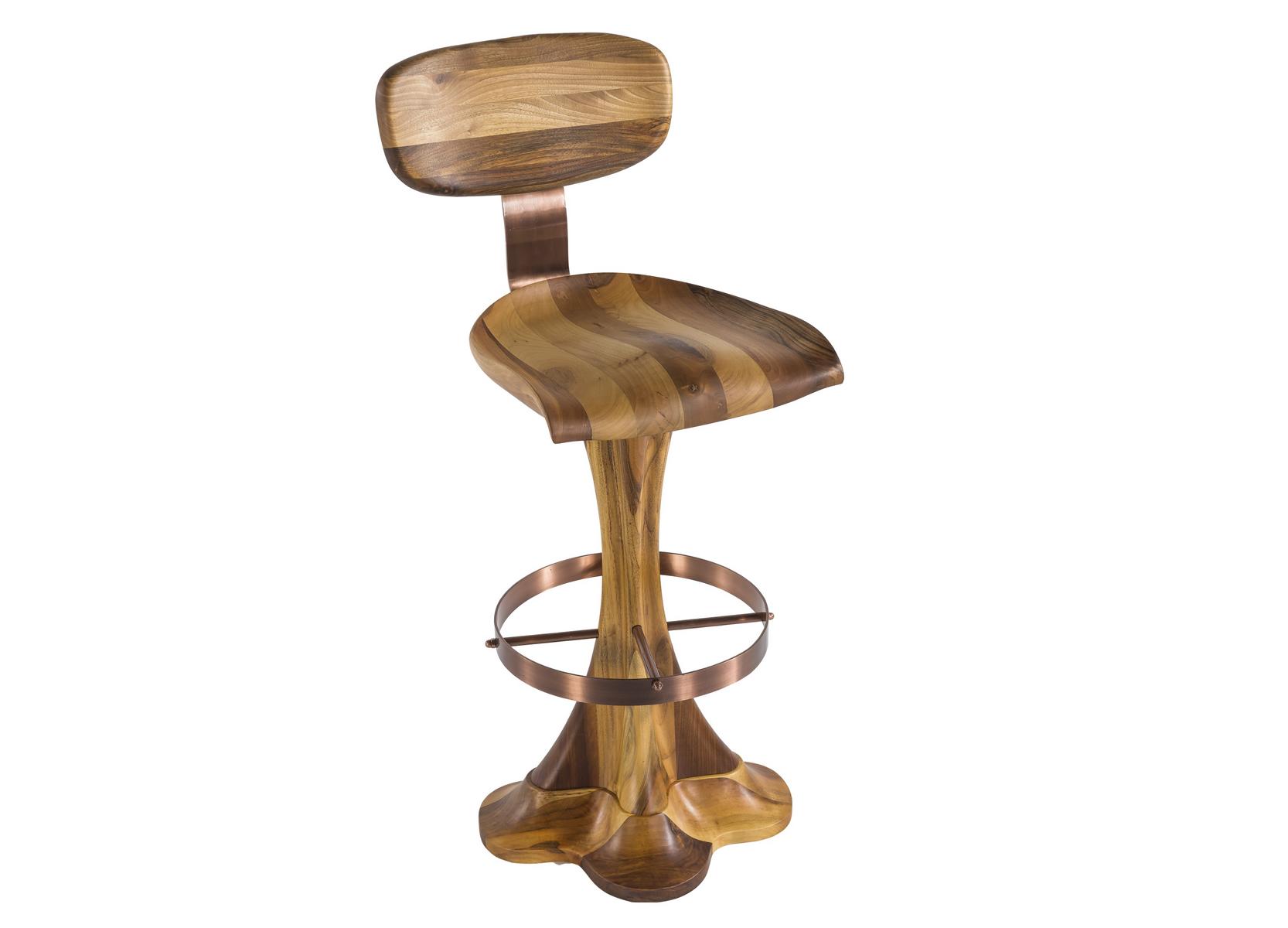 Eleganter brauner Holz-Hocker für Wohn- und Esszimmer