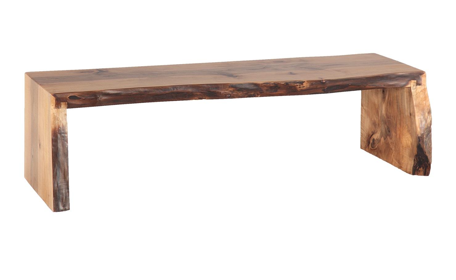 Elegante braune Holz-Sitzbank modern, stilvoll, komfortabel